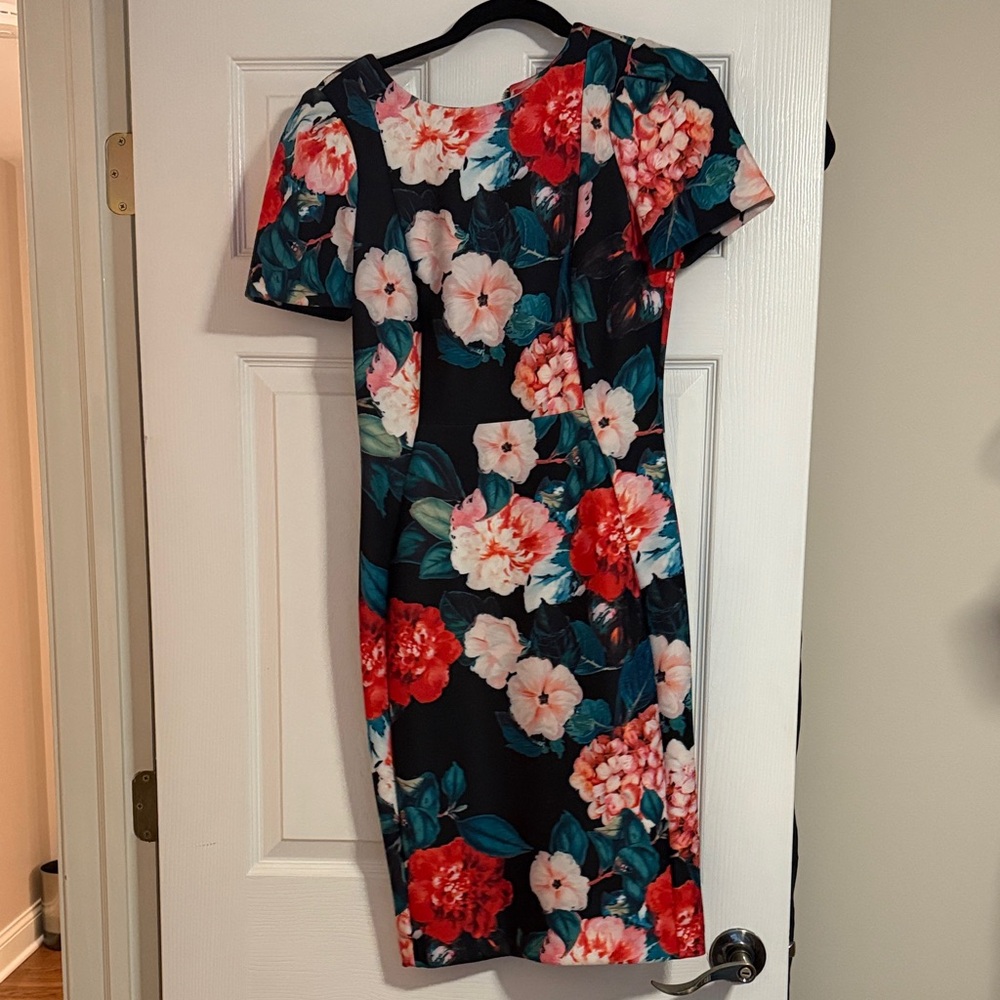 Calvin Klein Black Floral Midi Dress